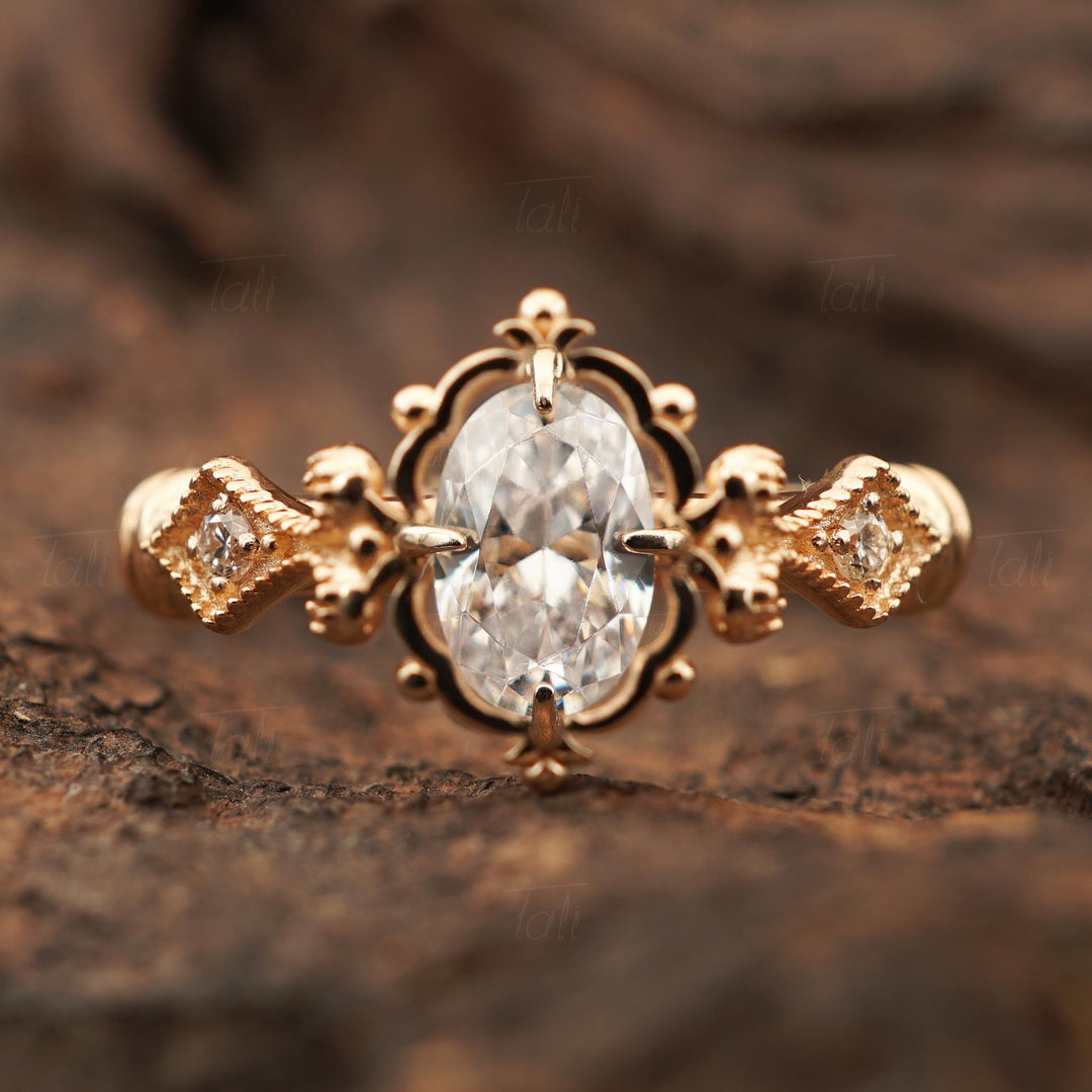 Raya beyaz topaz pirlanta vintage altın yüzük - Raya white topaz diamond vintage solid gold ring