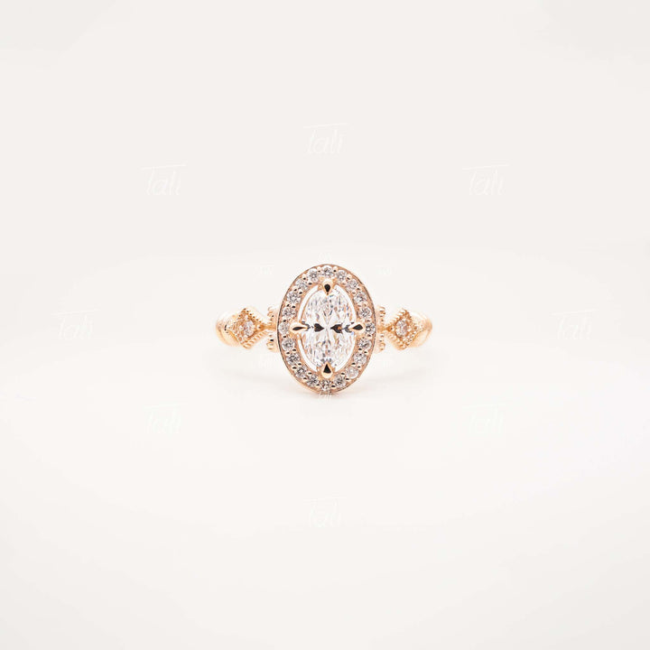 Asha Vintage Beyaz Topaz Pirlanta Altin Yuzuk Asha Vintage White Topaz Diamond Gold Ring