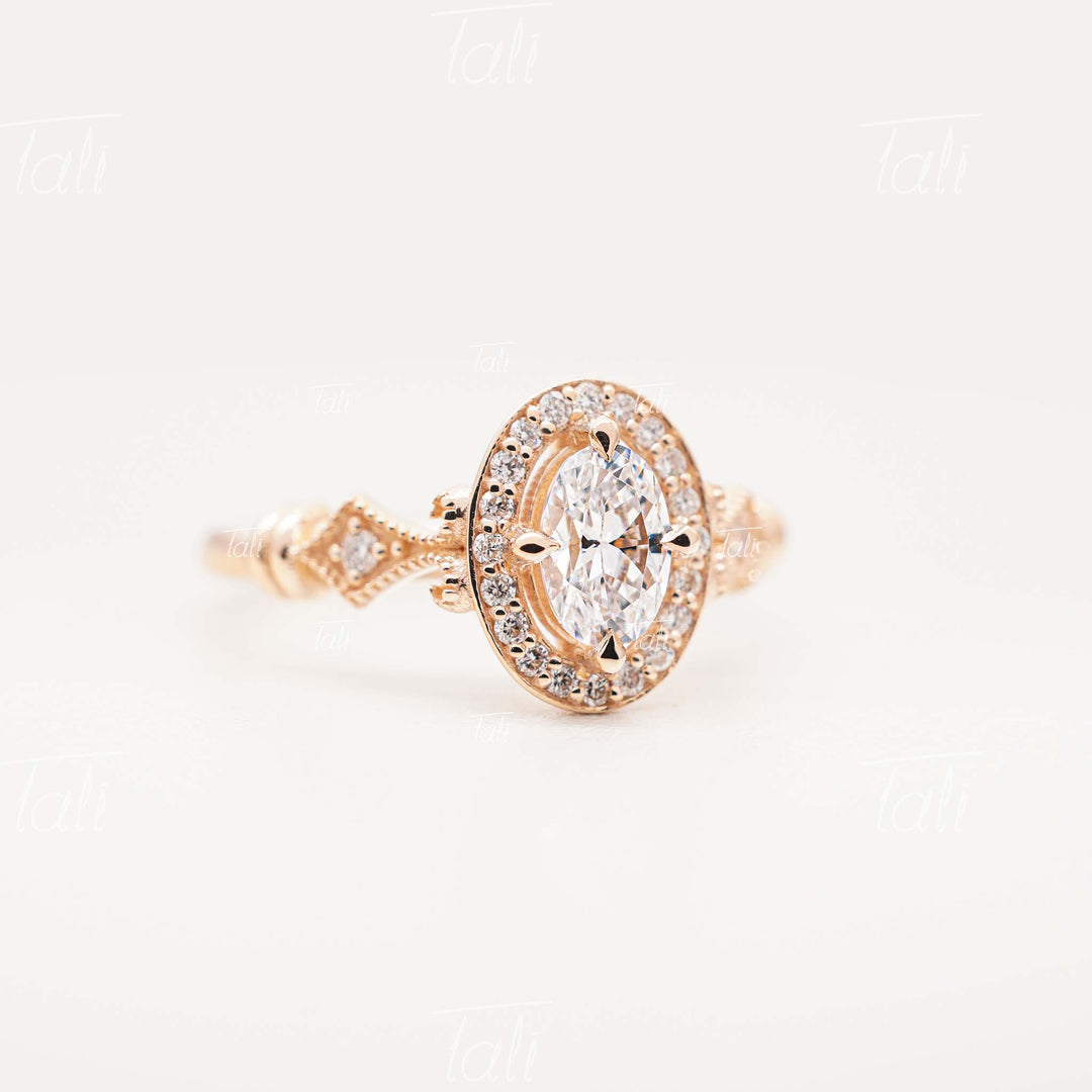Asha Vintage Beyaz Topaz Pirlanta Altin Yuzuk Asha Vintage White Topaz Diamond Gold Ring