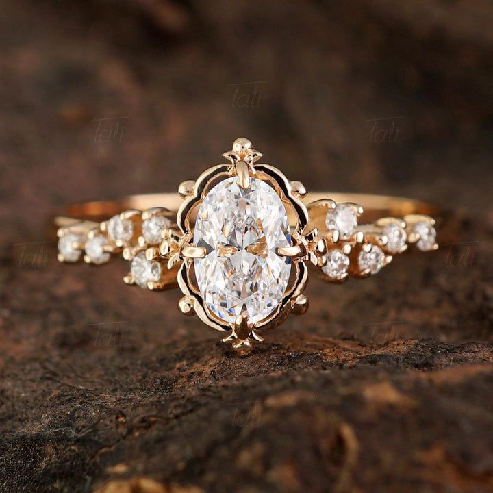 Astra Vintage Beyaz Topaz Pırlanta Altın Yüzük Ön Görüntüsü Astra Vintage White Topaz and Diamond Gold Ring Front View