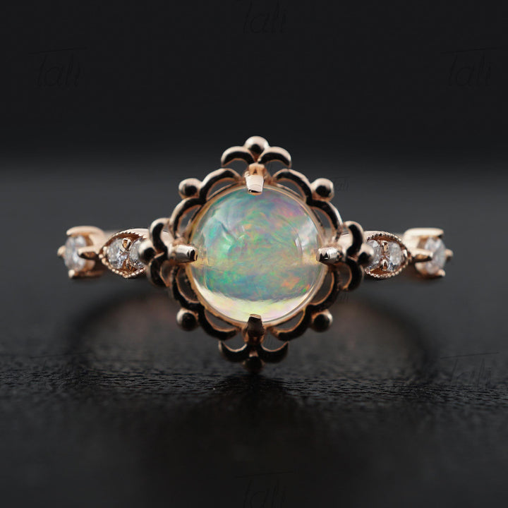 Aura Vintage Opal Pırlanta Altın Yüzük, Aura Vintage Opal Diamond Gold Ring