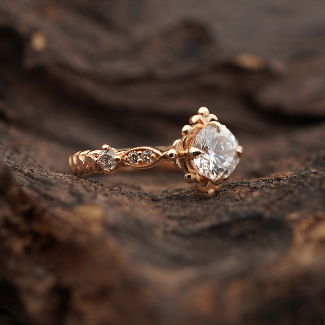 Buğday basağı aura beyaz topaz pırlanta vintage altın yüzük  yüzük bandı detayı wheat aura white topaz diamond solid gold vintage ring band detail