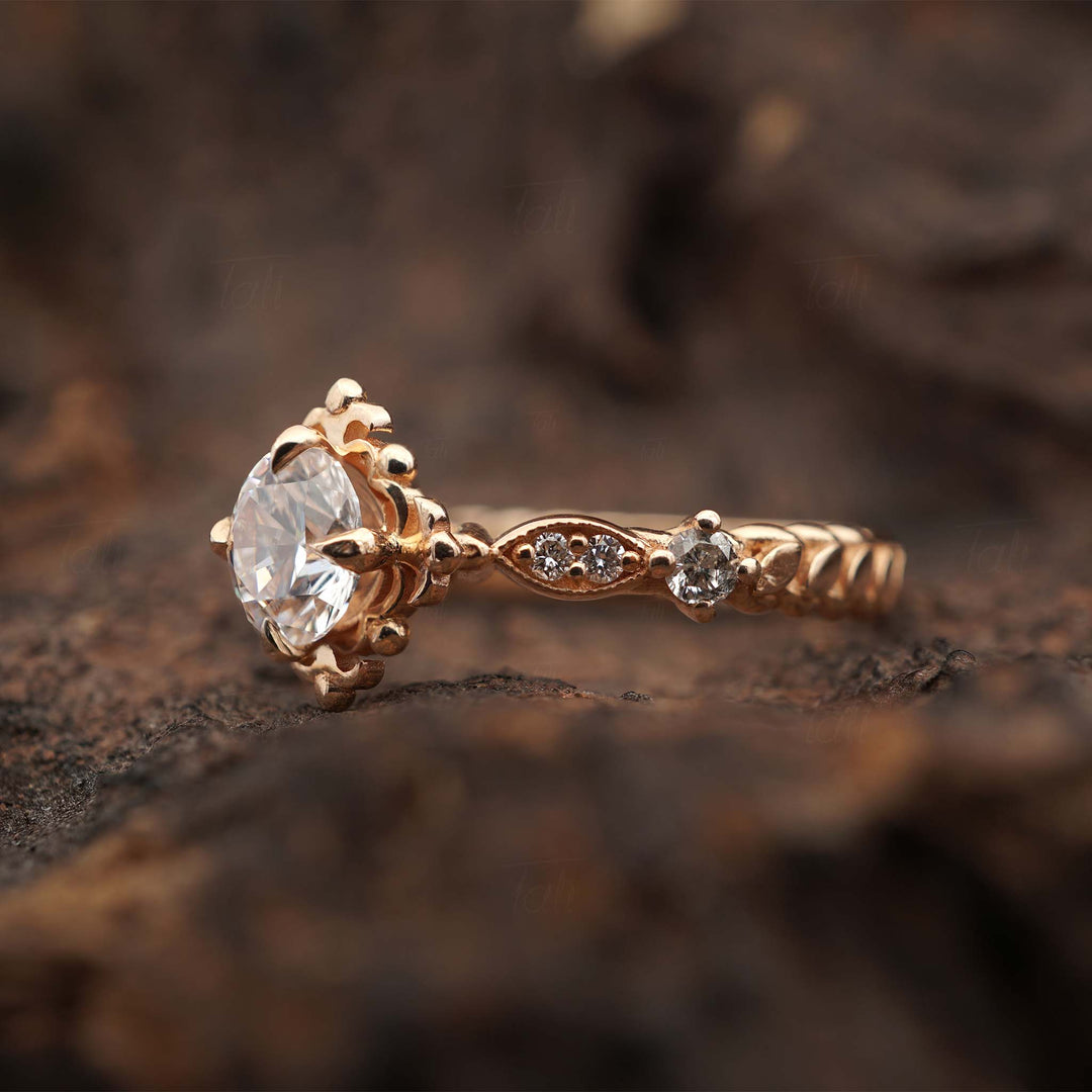 Buğday basağı aura beyaz topaz pırlanta vintage altın yüzük  yüzük bandı detayı wheat aura white topaz diamond solid gold vintage ring band detail