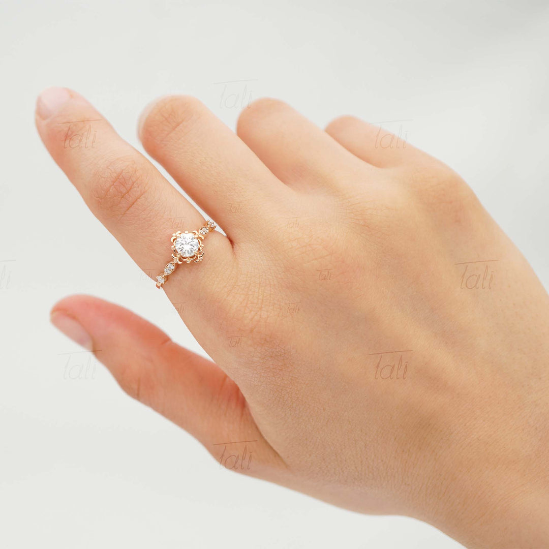 Buğday basağı aura beyaz topaz pırlanta vintage altın yüzük parmaktaki duruşu wheat aura white topaz diamond solid gold vintage ring on the hand