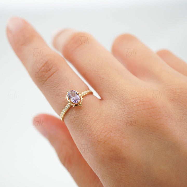 Hera Vintage Aleksandrit Pırlanta Altın Yüzük, Hera Vintage Alexandrite Diamond Gold Ring  