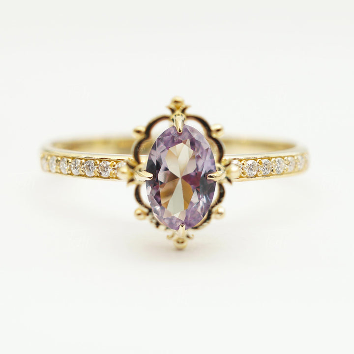 Hera Vintage Aleksandrit Pırlanta Altın Yüzük, Hera Vintage Alexandrite Diamond Gold Ring  