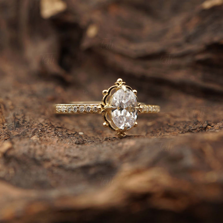 Hera Vintage Beyaz Topaz Pırlanta Altın Teklif Yüzüğü, Hera Vintage White Topaz Diamond Gold Engagement Ring