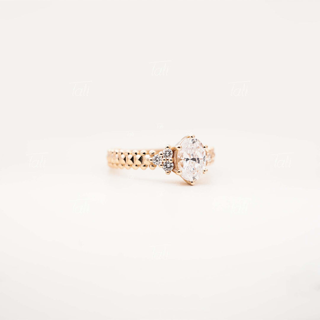 Minerva Vintage 1,0 CT Beyaz Topaz Pırlanta Altın Yüzük, Minevra vintage 1,0 CT White Topaz and Diamond Gold Ring