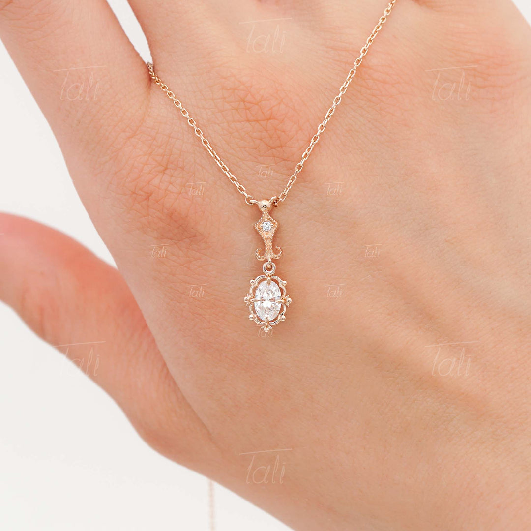 Raya Vintage Beyaz Topaz Pirlanta Altin Kolye Raya Vintage White Topaz and Diamond Gold Necklace 