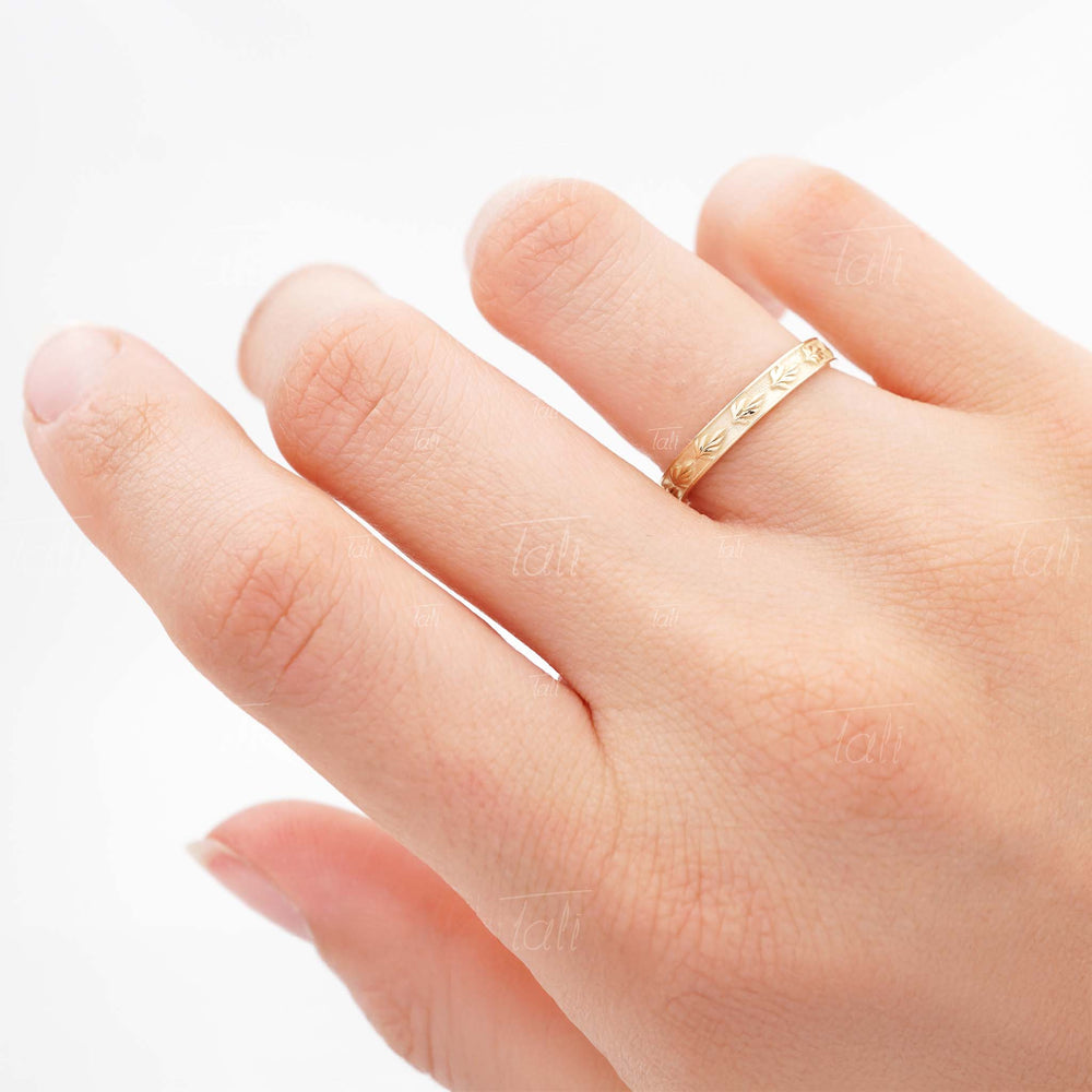 Willow Vintage Altin Alyans yuzuk Willow Vintage Gold Wedding Band Ring