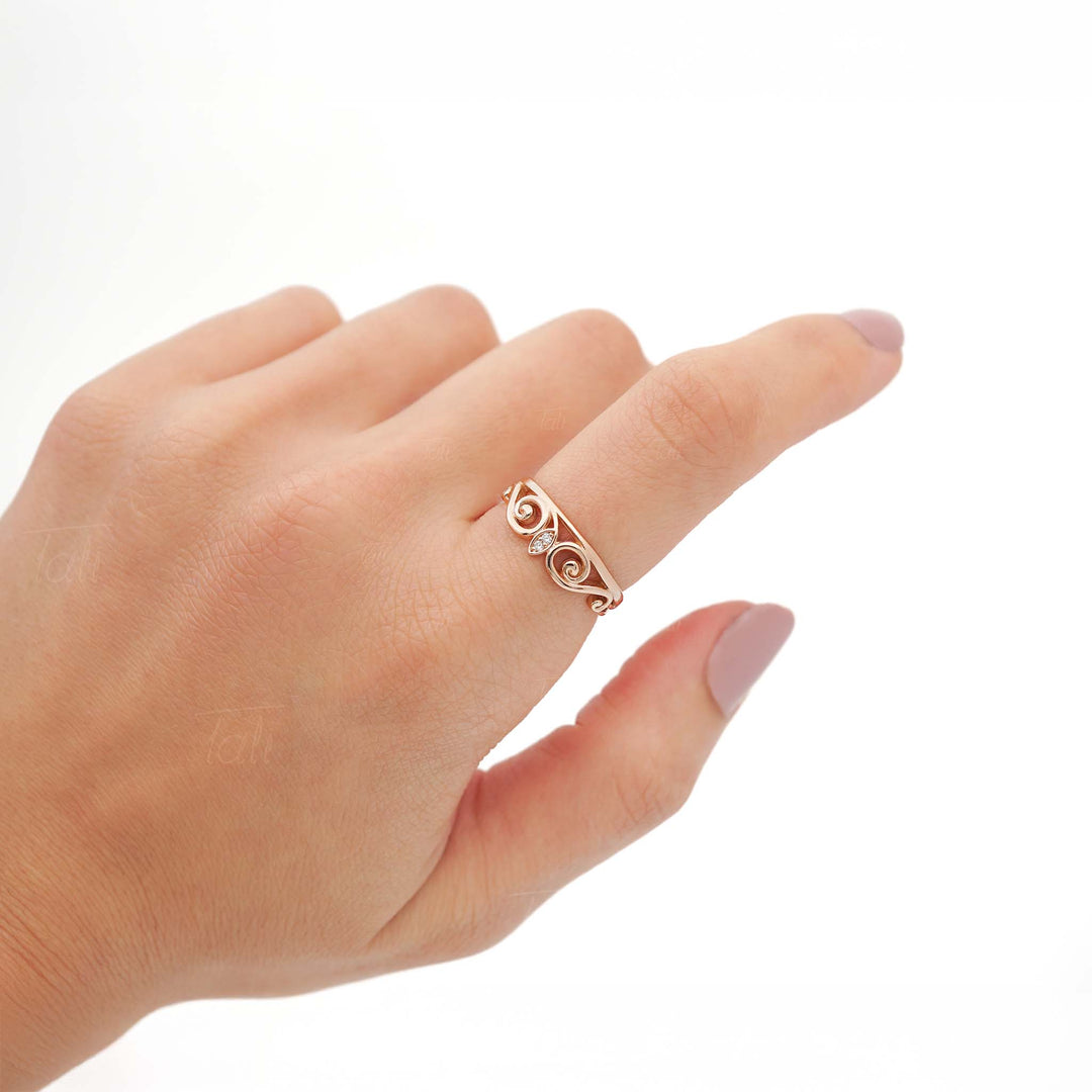 liyora vintage pırlantalı altin alyans liyora vintage diamond solid gold wedding band