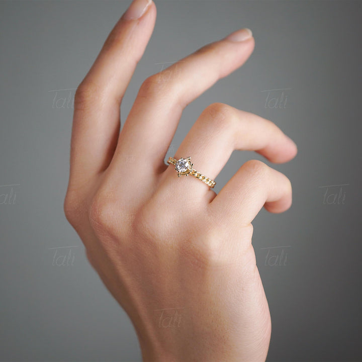 mozanit örgü kol vintage tektas altın yüzük moissanite vintage gold chain ring 
