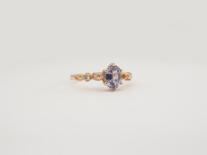 Aleksandrit pırlanta vintage altın yüzük, Alexandrite diamond vintage solid gold ring