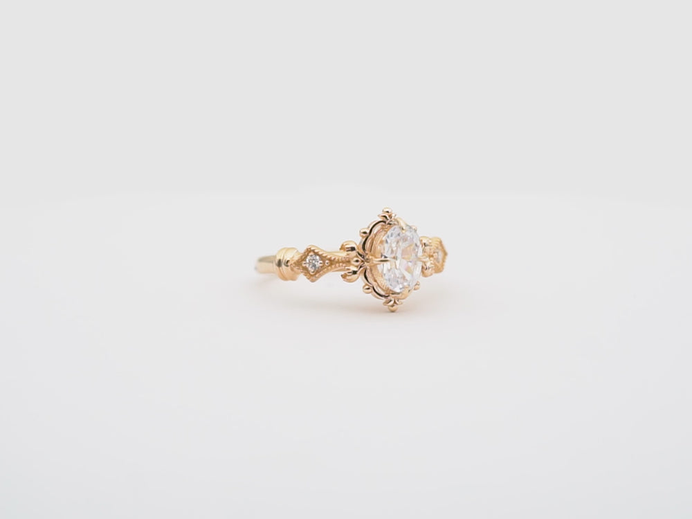 Raya beyaz topaz pirlanta vintage altın yüzük - Raya white topaz diamond vintage solid gold ring