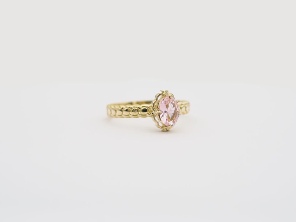Pembe safir tektas vintage altin yuzuk Pink saphire solitaire vintage solid gold ring