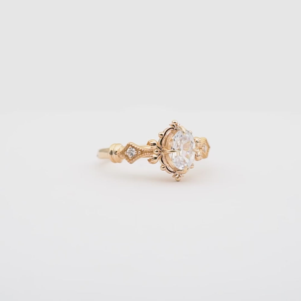 raya vintage beyaz topaz ve pırlanta altın evlilik teklifi yüzüğü