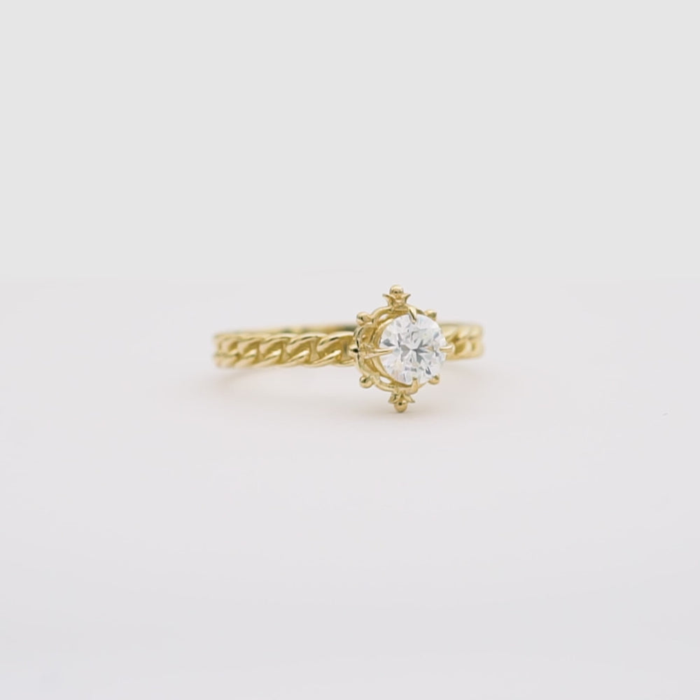 mozanit örgü kol vintage tektaş altın yüzük moissanite vintage gold chain ring