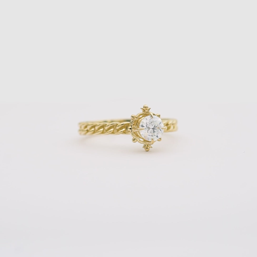 mozanit örgü kol vintage tektaş altın yüzük moissanite vintage gold chain ring
